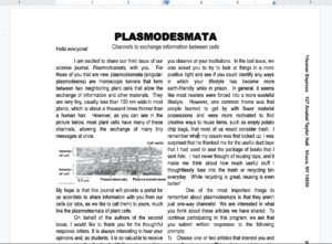 Cover page of Plasmodesmata: Channels to exchange information between cells
